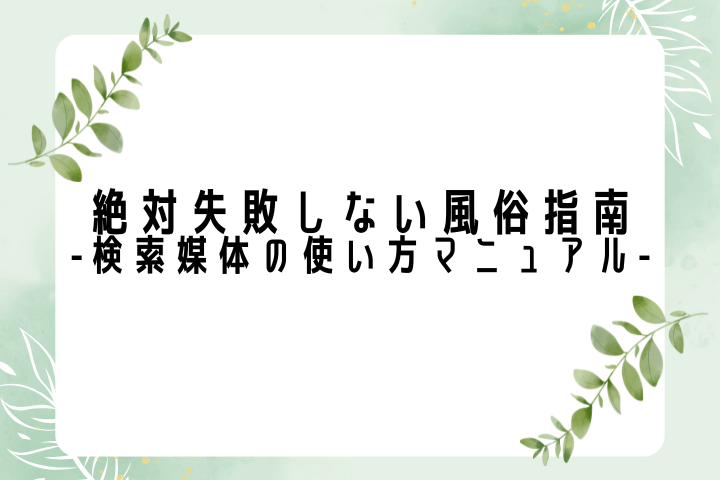 絶対失敗しない風俗指南:検索媒体の使い方マニュアル