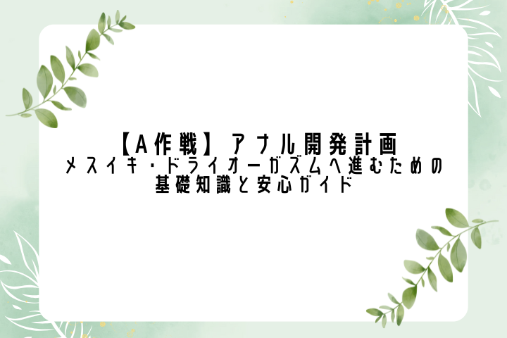 【A作戦】アナル開発計画 ――メスイキ・ドライオーガズムへ進むための基礎知識と安心ガイド