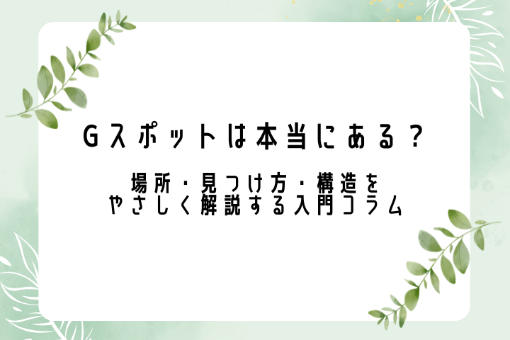 Gスポットは本当にある？場所・見つけ方・構造をやさしく解説する入門コラム