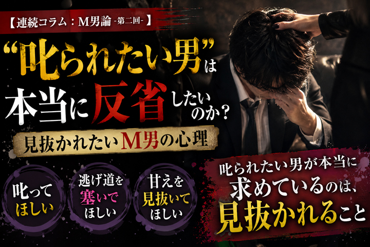 【連続コラム:M男論-第二回-】“叱られたい男”は本当に反省したいのか?見抜かれたいM男の心理